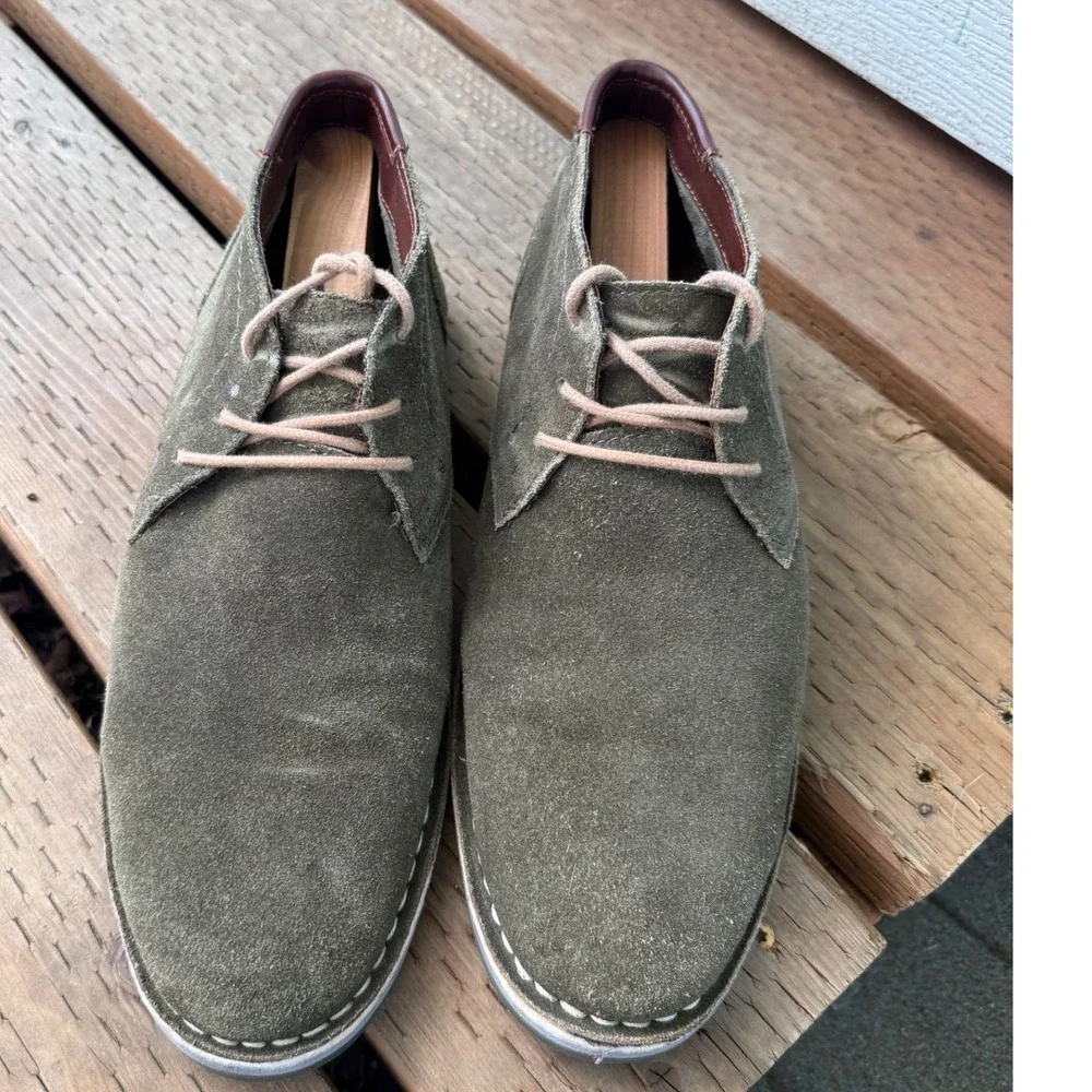 Kenneth Cole Reaction Chukka Boots Mens 9M Olive Green Suede Desert Sun